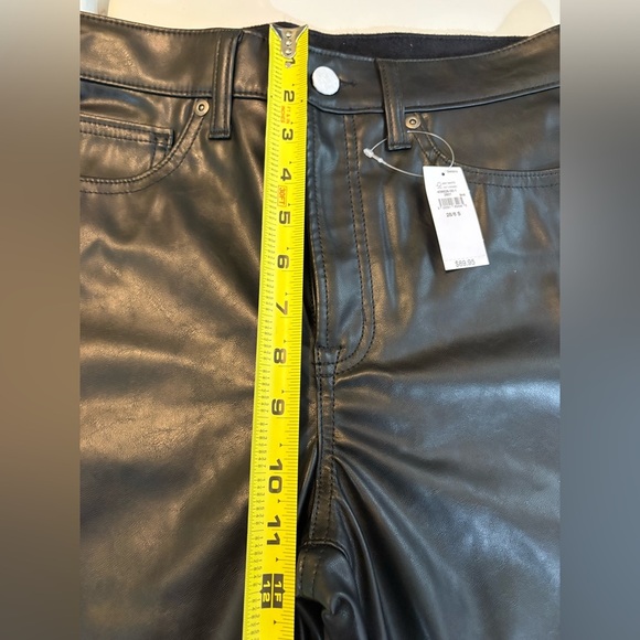 GAP High Rise Vegan Leather Vintage Slim‎ Pants Black Size 6 S Short Petite 358 - Picture 12 of 13